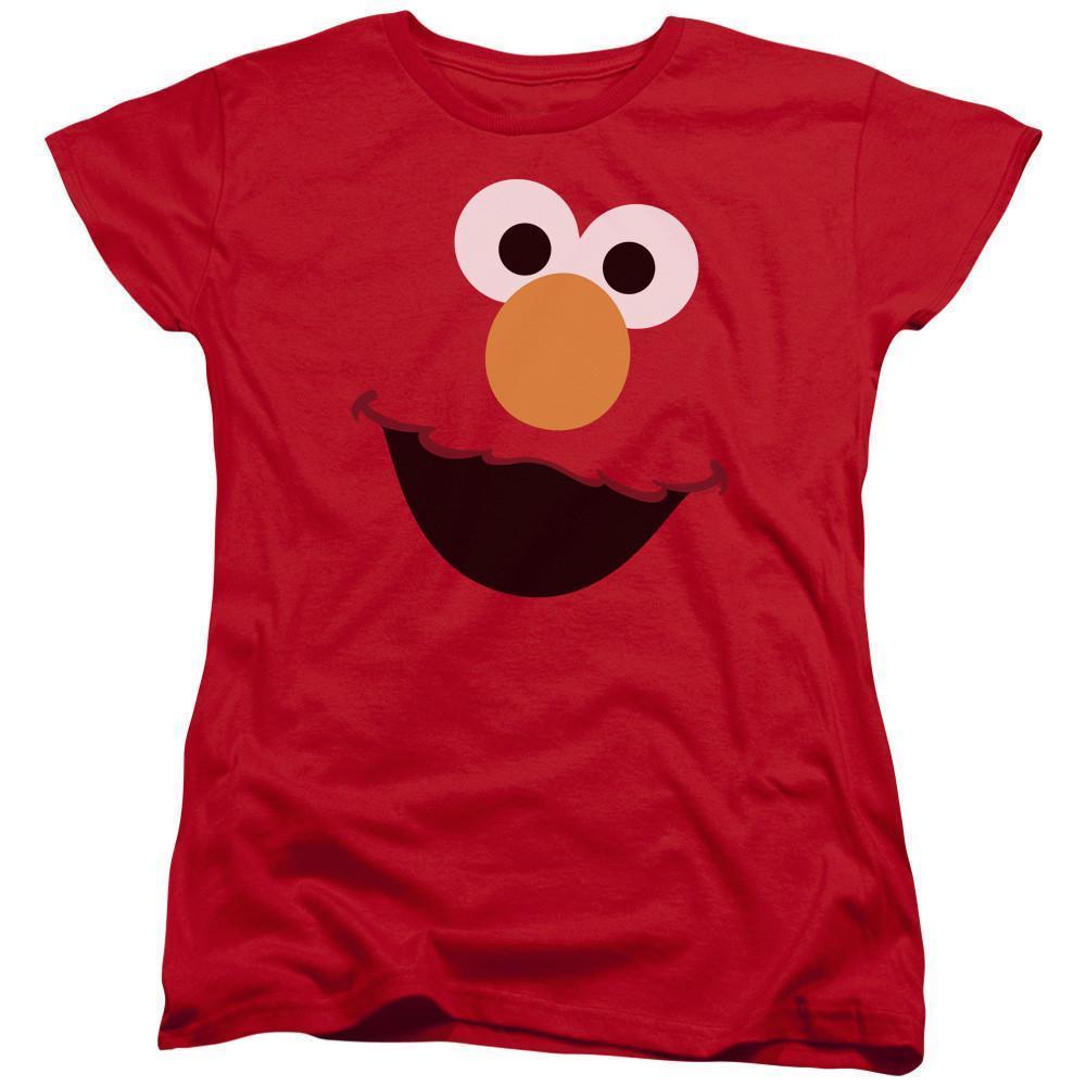 Sesame Street Elmo Face Womens T-Shirt Red